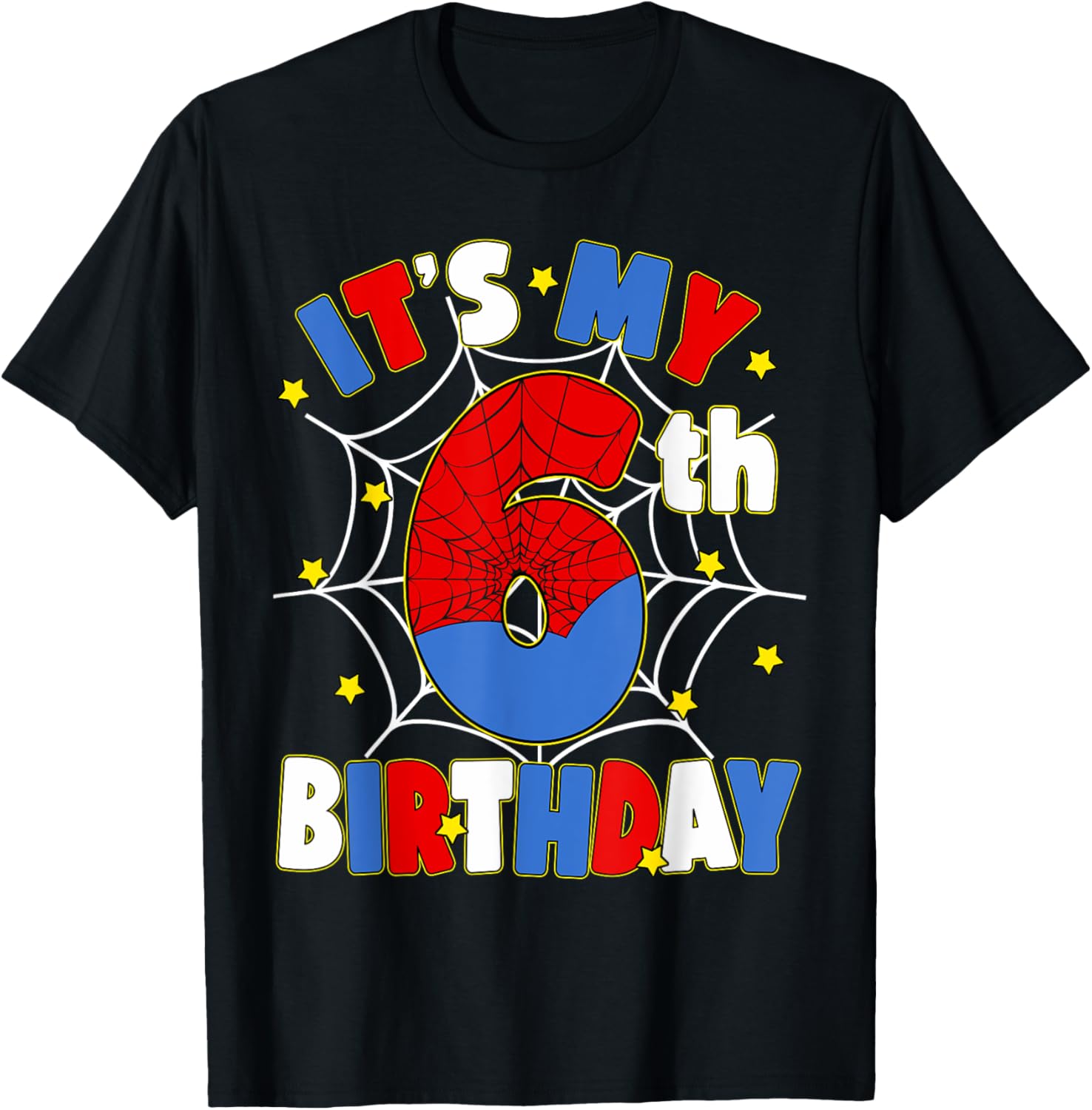 Kids Boys Spider Theme 6th Birthday Party T-Shirt for Fun Celebrations - 28