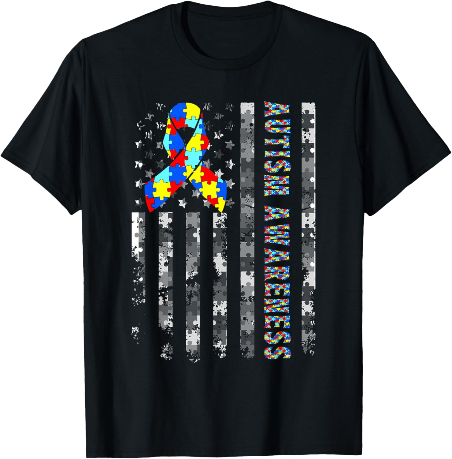 Autism Awareness USA Flag T-Shirt for Moms and Dads - Support and Love - 4
