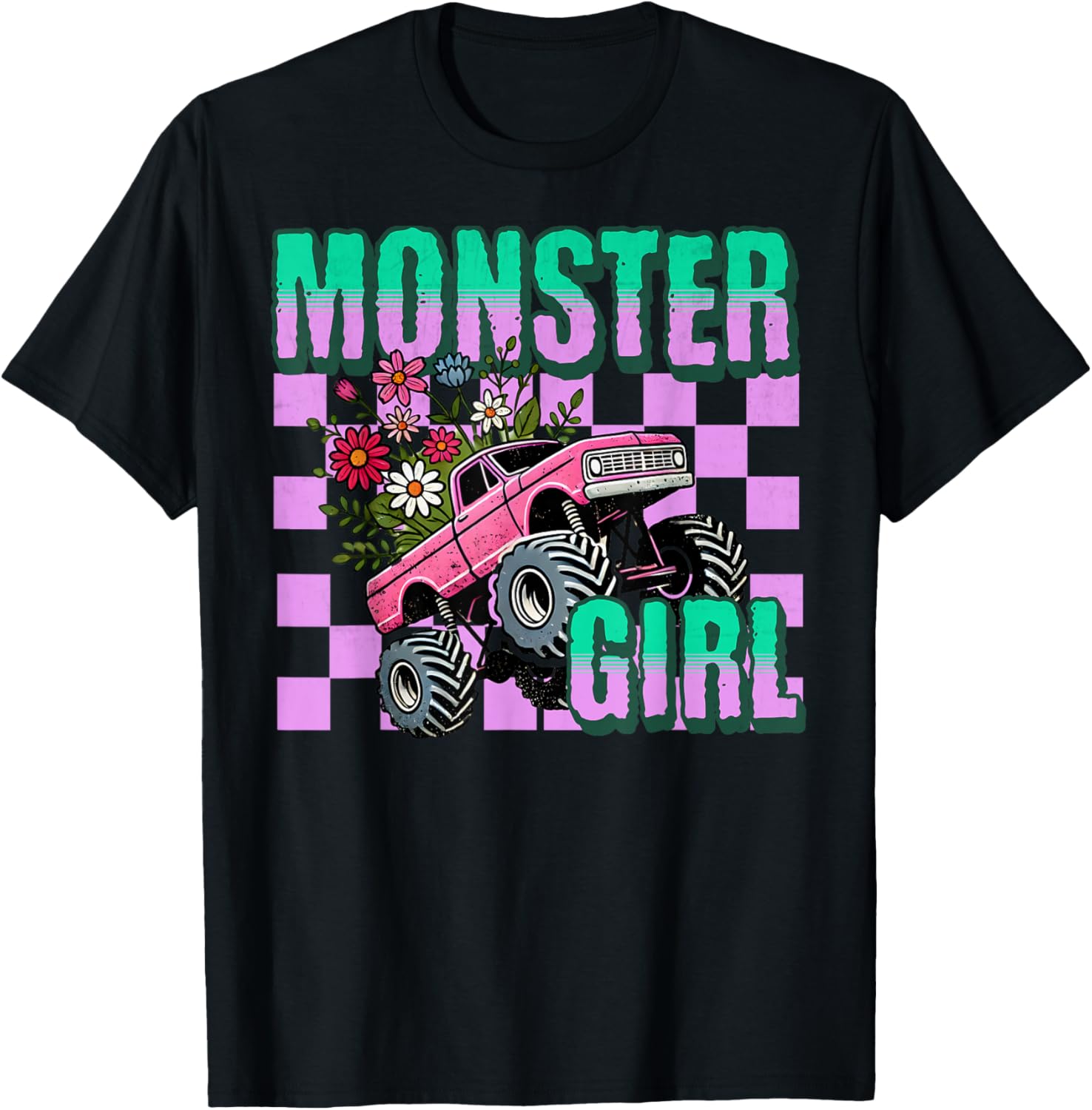 Vintage Monster Truck Girl T-Shirt for Retro Women Truck Lovers - 3