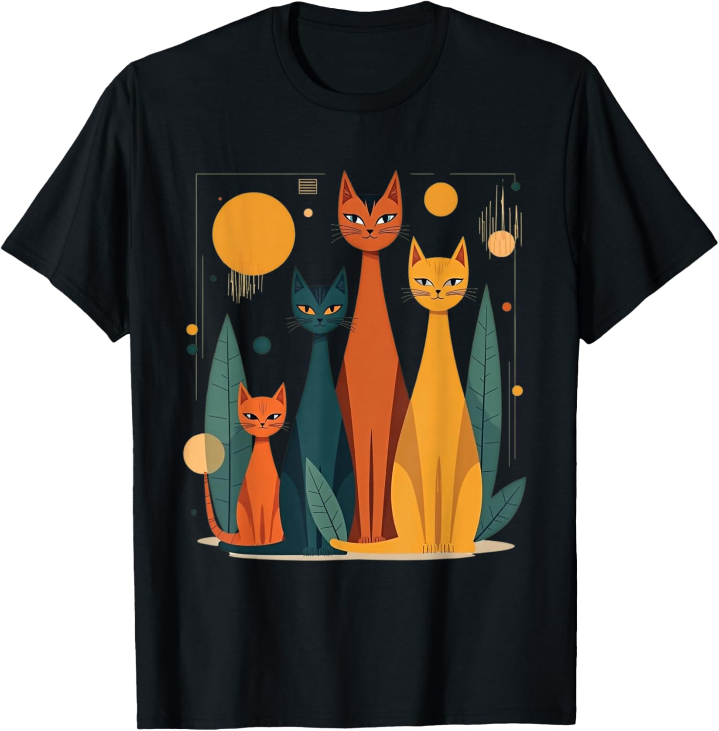 Vintage Retro Mid-Century Modern Cats T-Shirt in 50s 60s Style - 3