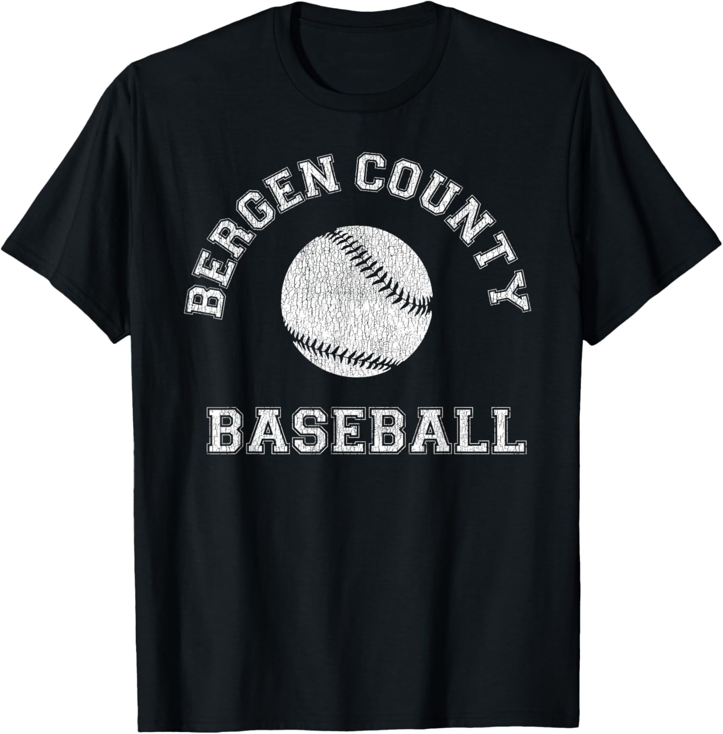 Bergen County Baseball Distressed Retro Classic T-Shirt for Fans - 14