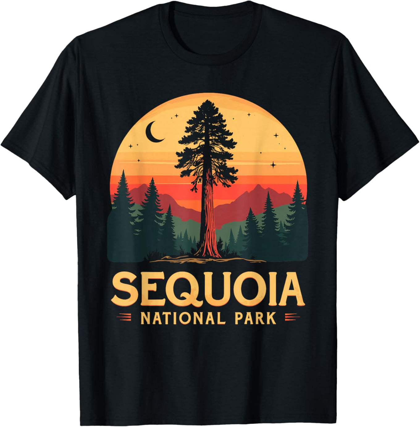 Sequoia National Park Sunset Retro T-Shirt Vintage Style Apparel - 1