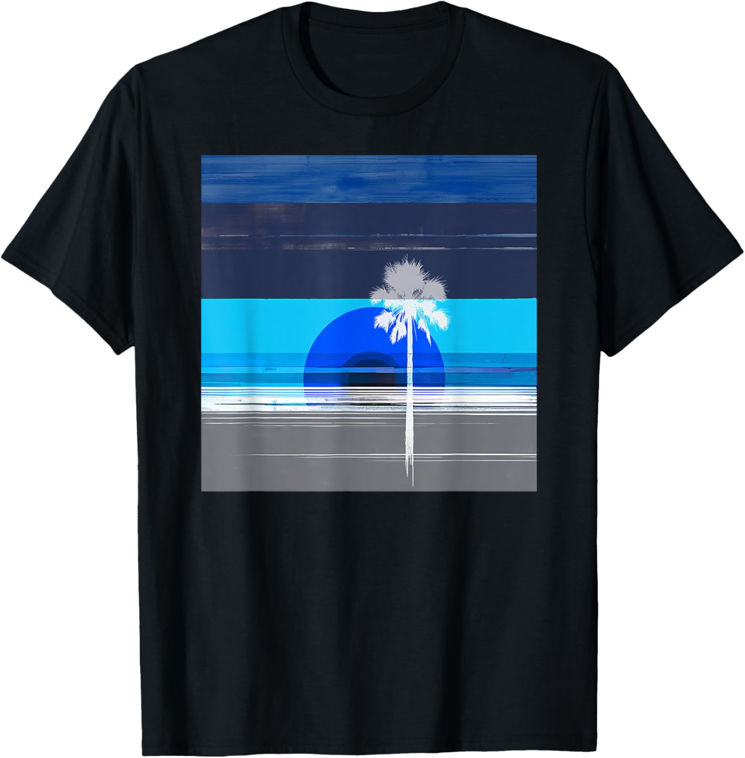 Stylish Palm Tree Tropical Landscape Abstract Art T-Shirt for Trendy Wear - 10