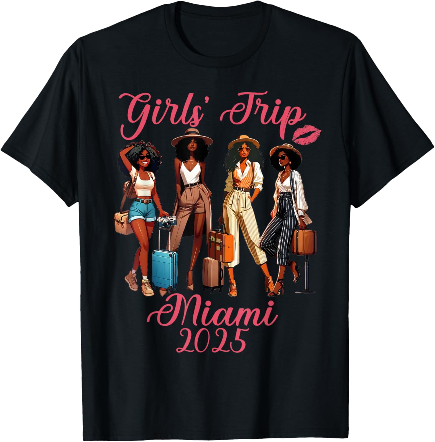 Miami Girls Trip 2025 Birthday Squad T-Shirt for Black Girls Fun Vacation - 2