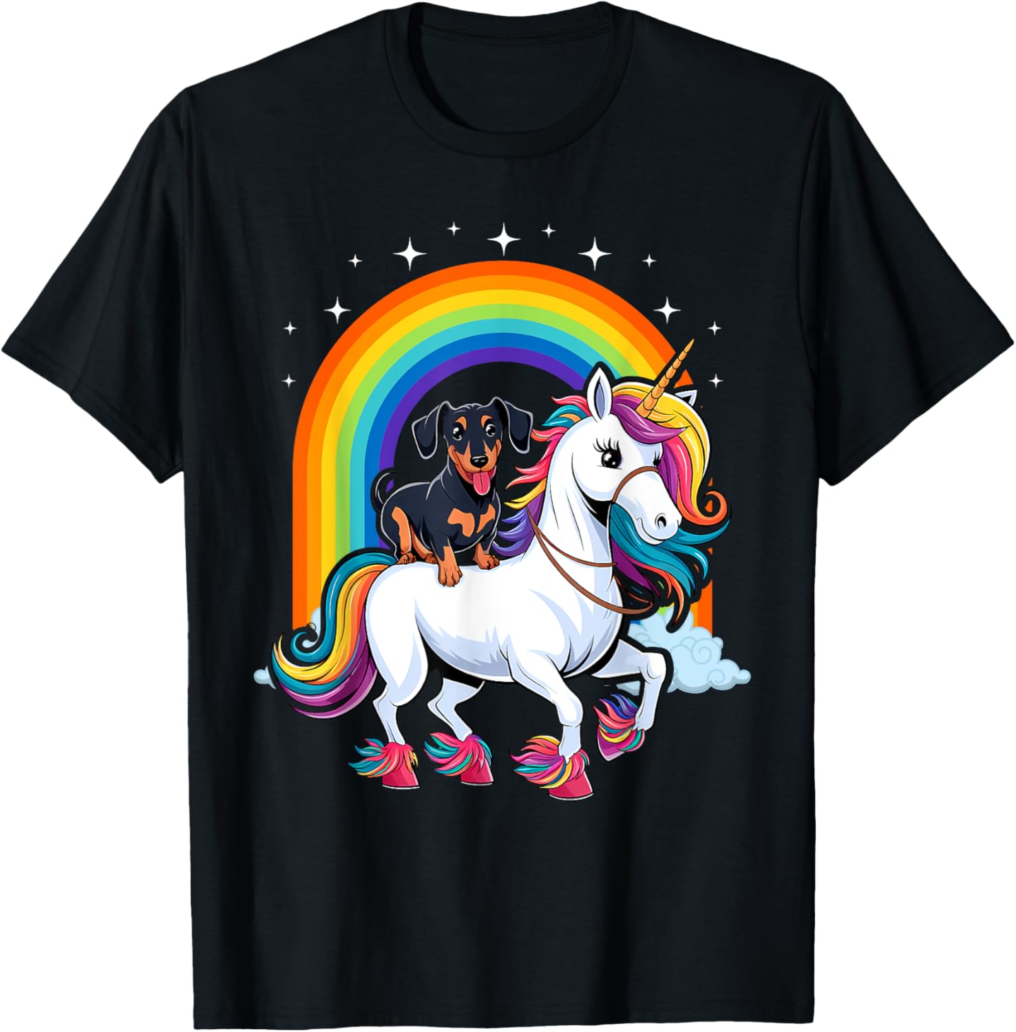 Dachshund Unicorn Galaxy Rainbow T-Shirt for Girls and Dogs - 6