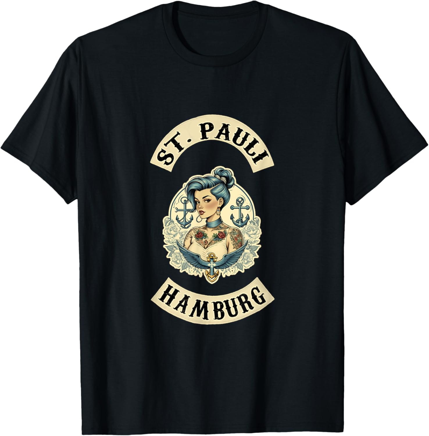 Hamburg St. Pauli Reeperbahn Sailor Tattoo Girl T-Shirt for Fans - 11