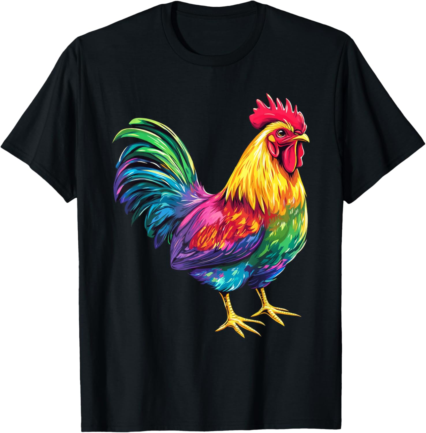 Rainbow Color Chicken Art T-Shirt for Fun and Stylish Outfits - 13
