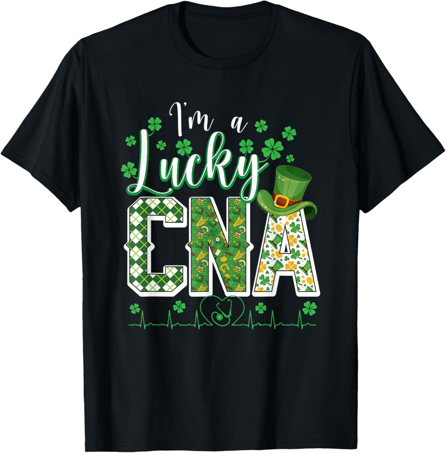Funny Lucky CNA Nurse Shamrock St Patrick's Day T-Shirt for Scrubs - 11