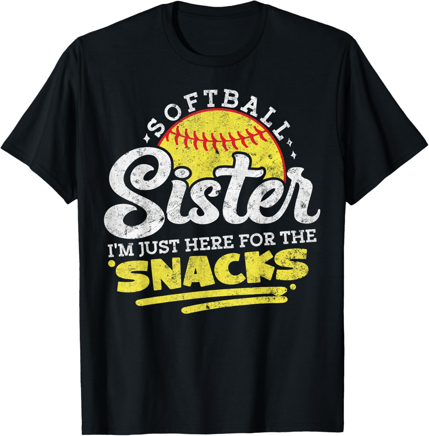 Softball Sister Funny Snack Lover Retro T-Shirt for Game Days - 1