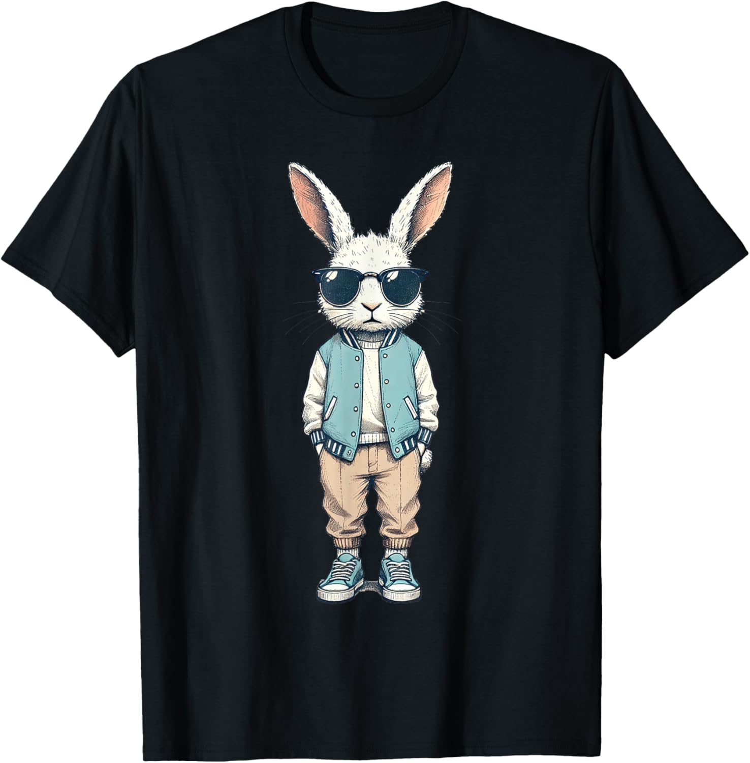 Boys Easter Bunny Rabbit T-Shirt with Sunglasses for Kids and Men - 18