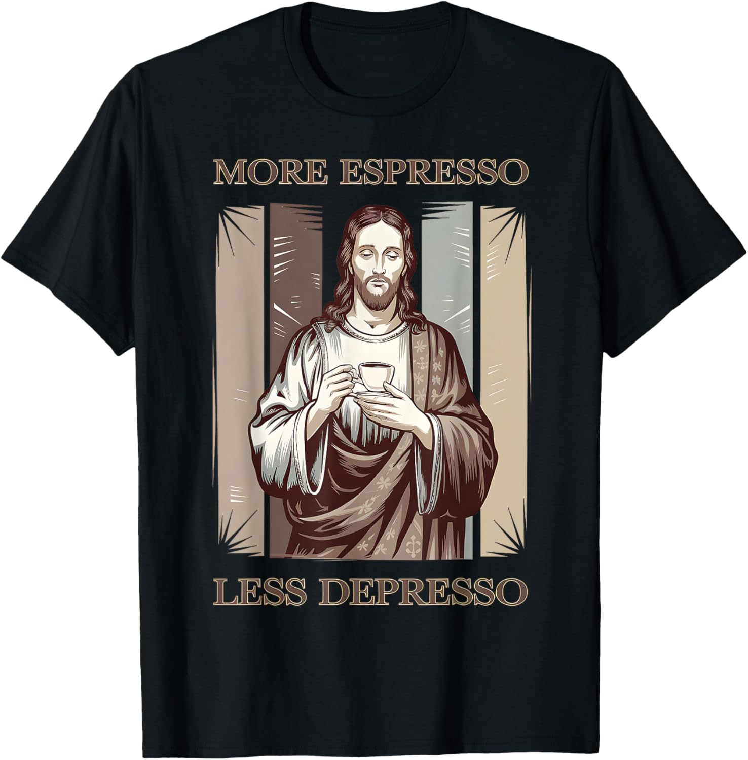 Jesus More Espresso Less Depresso Retro Coffee Lover T-Shirt - 15