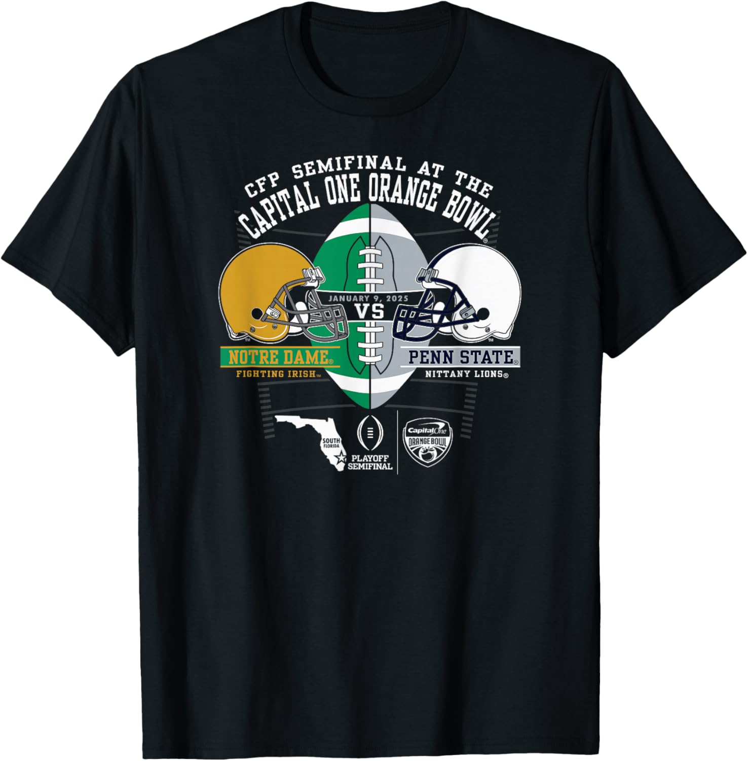 Notre Dame vs Penn State Orange Bowl T-Shirt 2024-25 CFP Semi Final - 1
