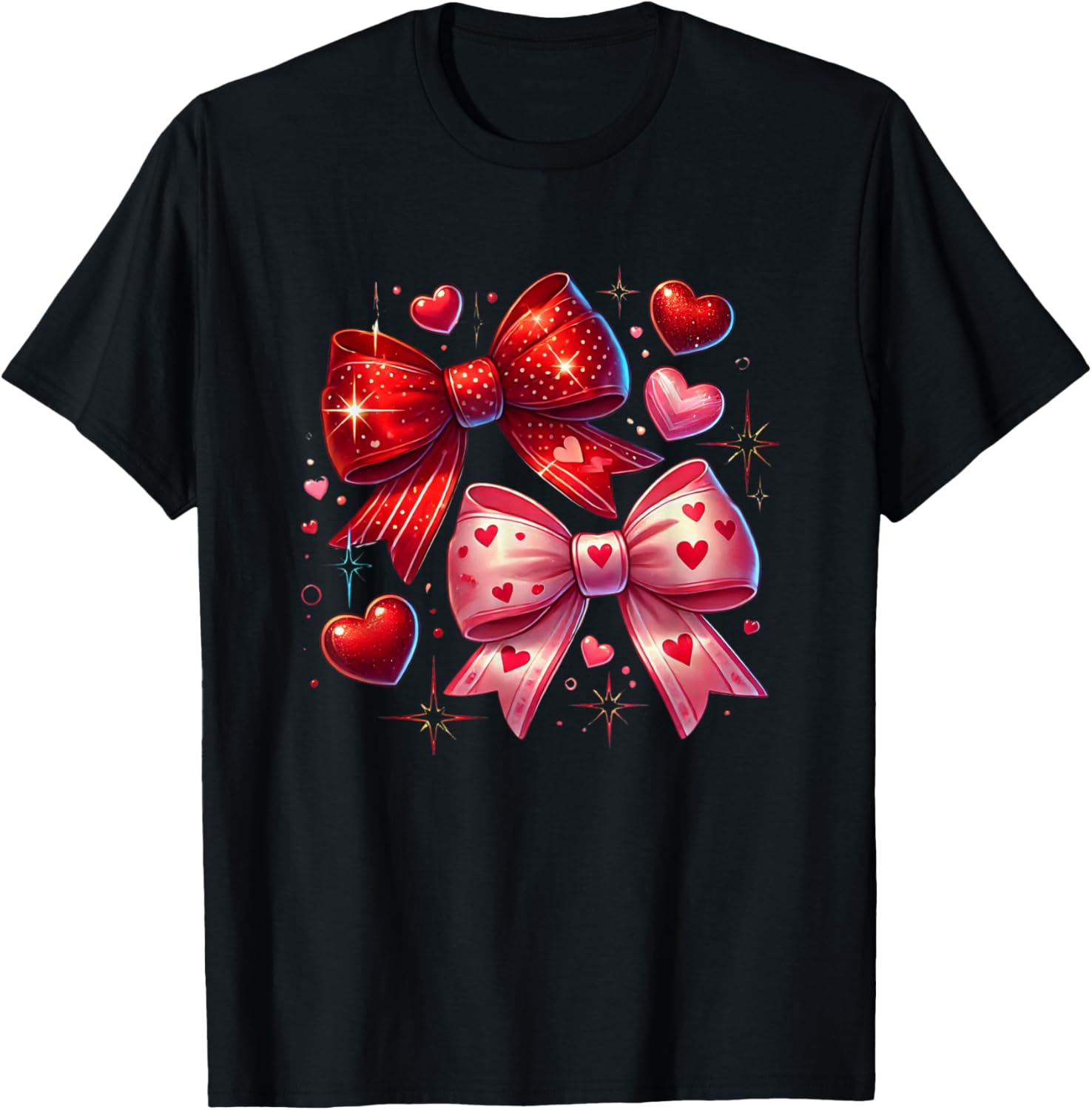 Heart Bows and Stars Romantic Love T-Shirt for Couples and Gifting - 27