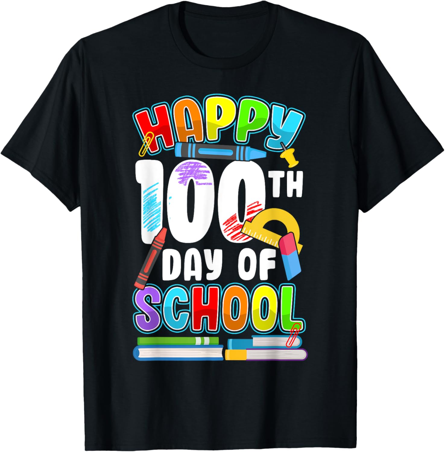 Happy 100th Day of School T-Shirt for Kids and Teachers Celebrating Fun - 1