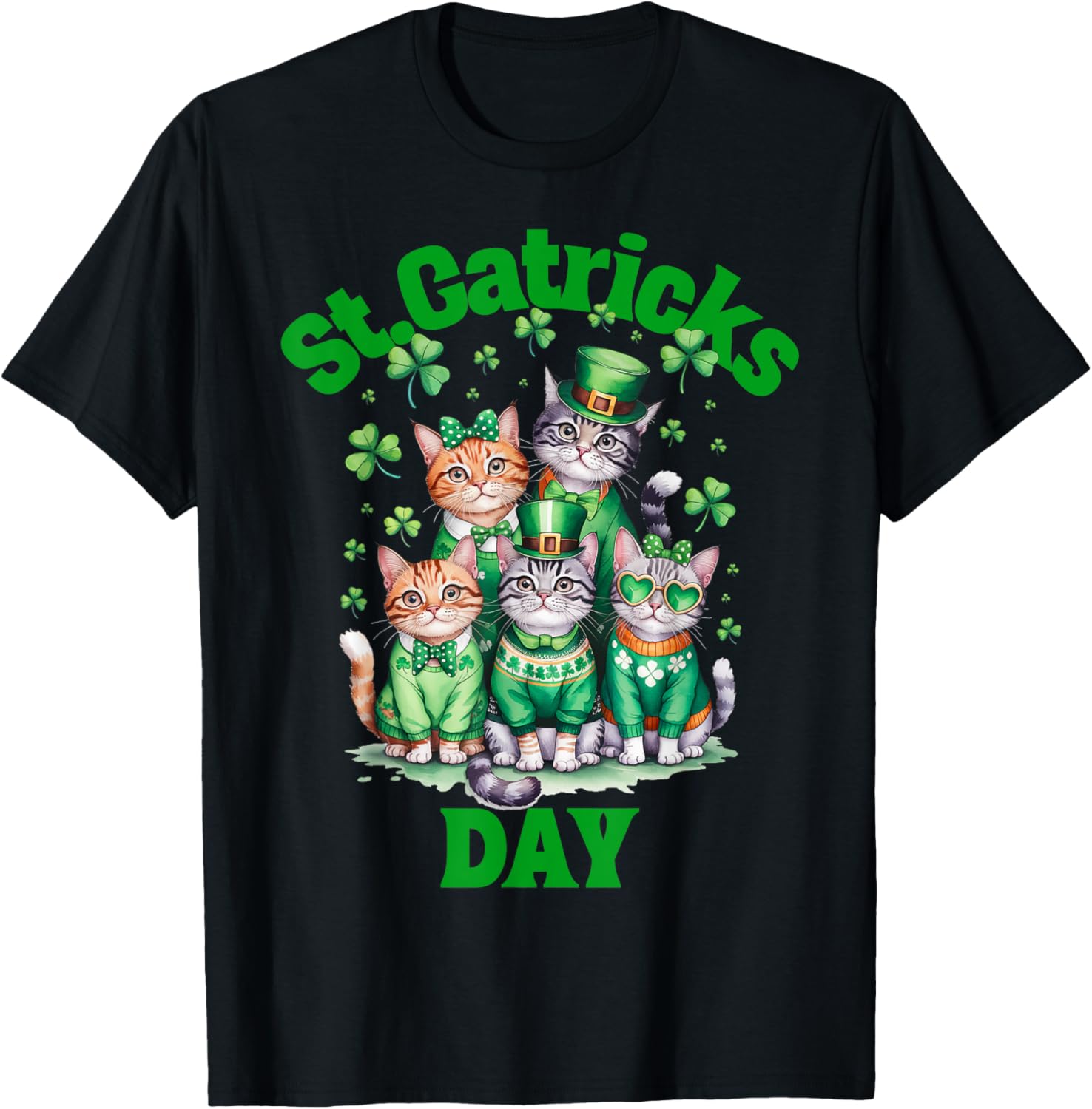 St Patricks Day Cats T-Shirt for Fun Saint Pattys Celebrations - 1