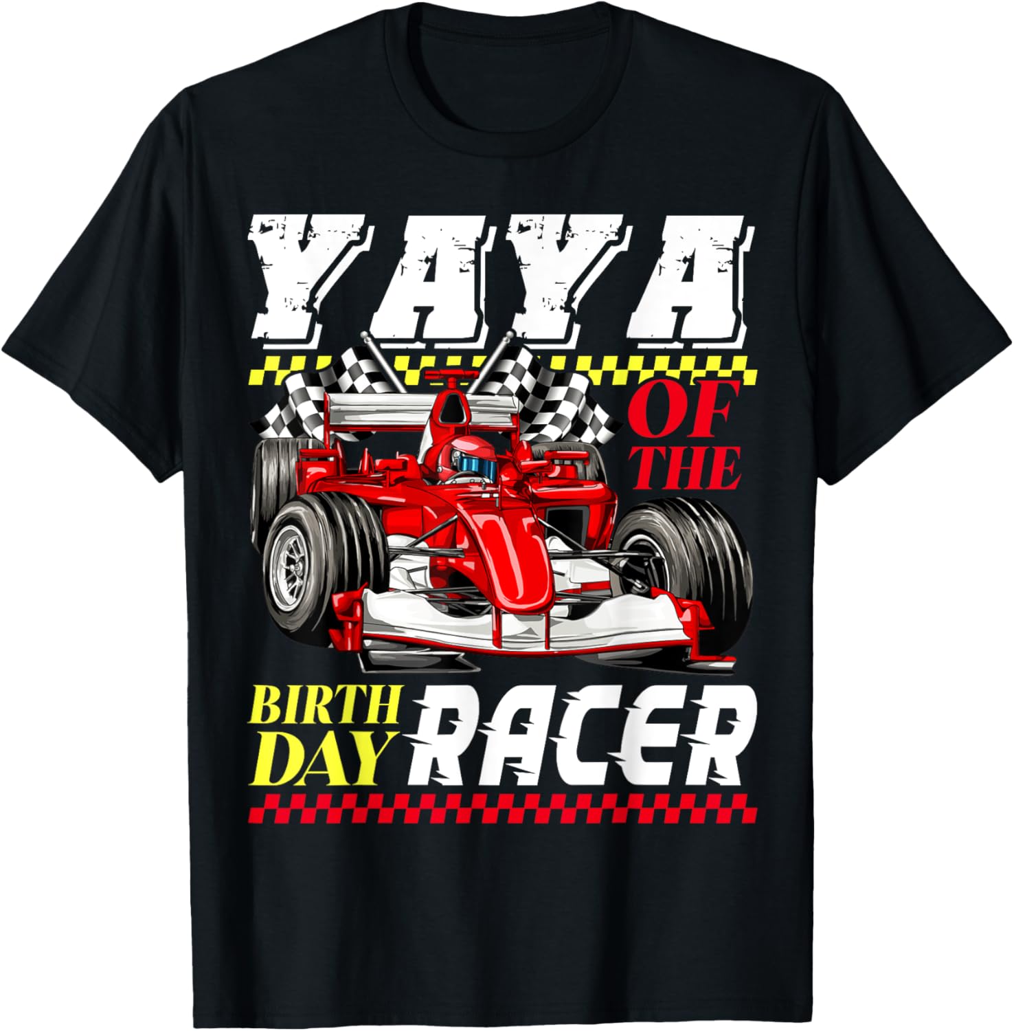 Race Car Party Yaya T-Shirt for Birthday Racer Racing Family Fun - 1