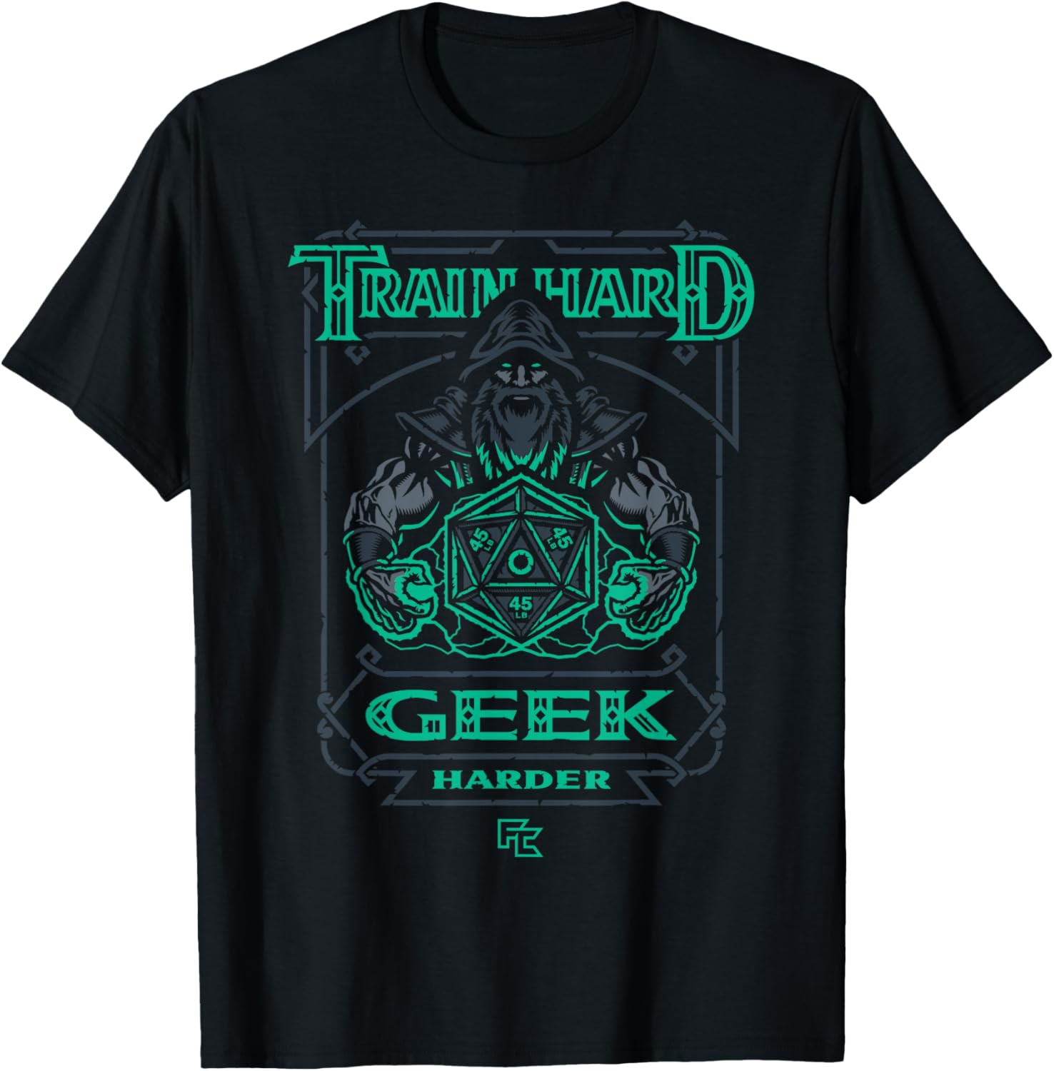 Train Hard Geek Harder Muscle Wizard T-Shirt for Fitness Enthusiasts - 1