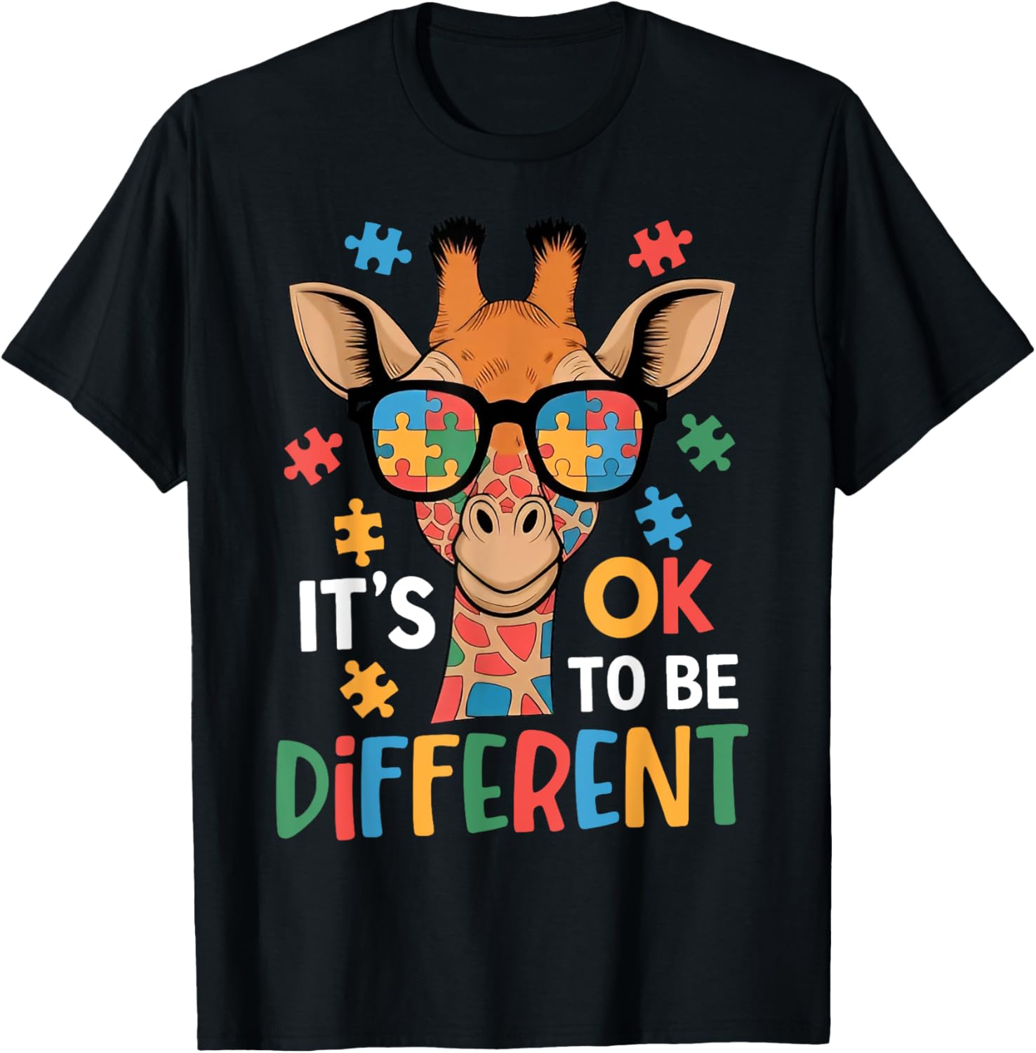 It's Okay to Be Different Giraffe Autism Awareness T-Shirt for Kids - 4
