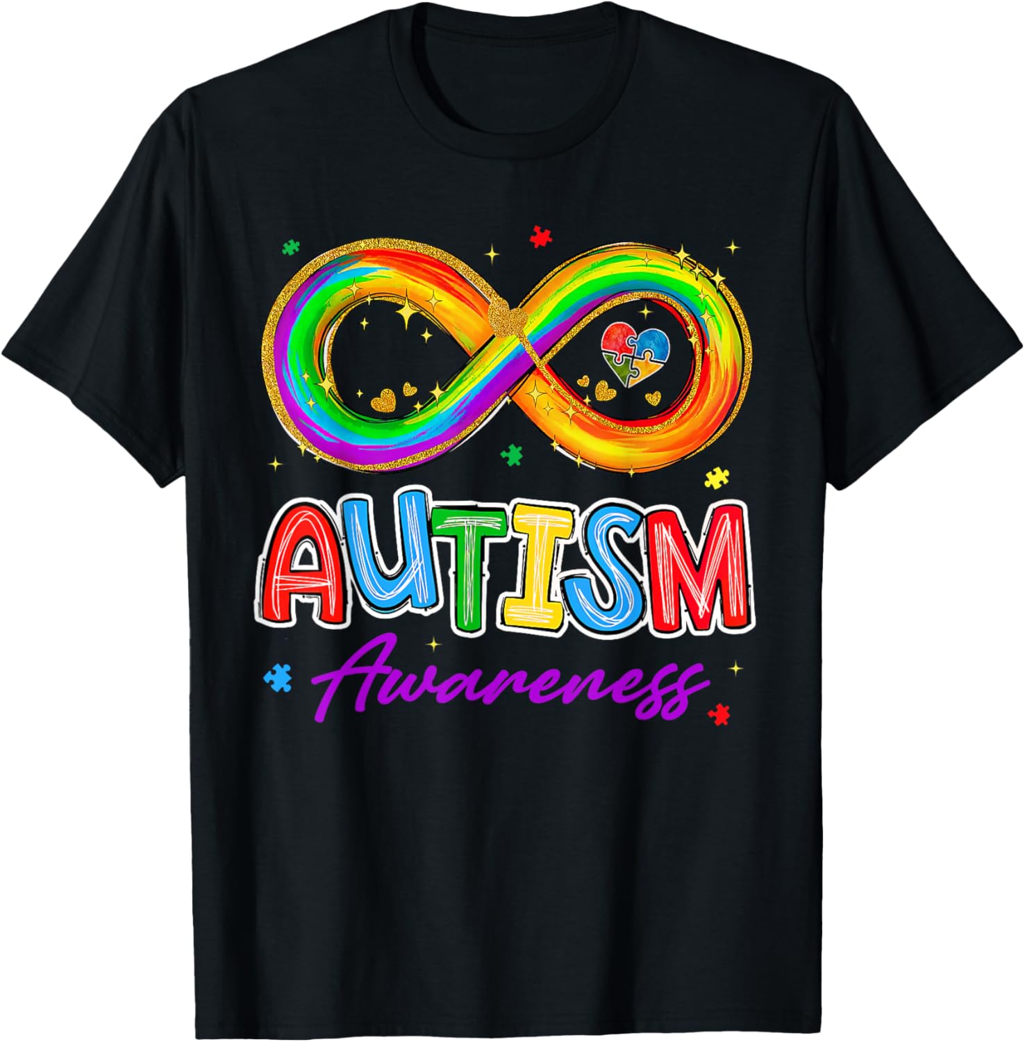 Rainbow Infinity Love T-Shirt for Autism Awareness and Neurodiversity - 1