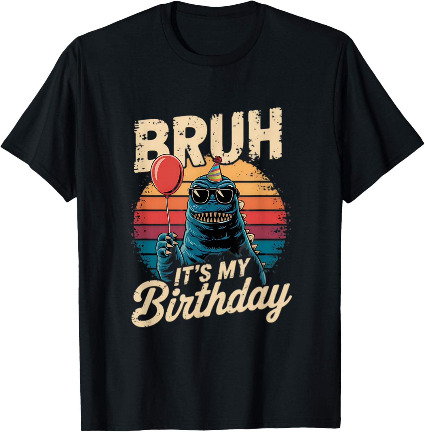 Birthday Kaiju Monster T-Shirt with Retro Sunset Adventure Design - 15