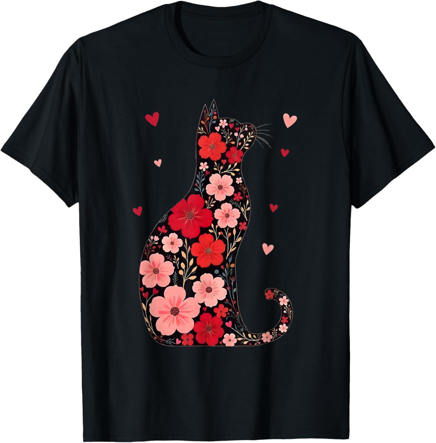 Happy Meowentine's Day Floral Cat T-Shirt for Women - Cute Valentine's Gift - 14