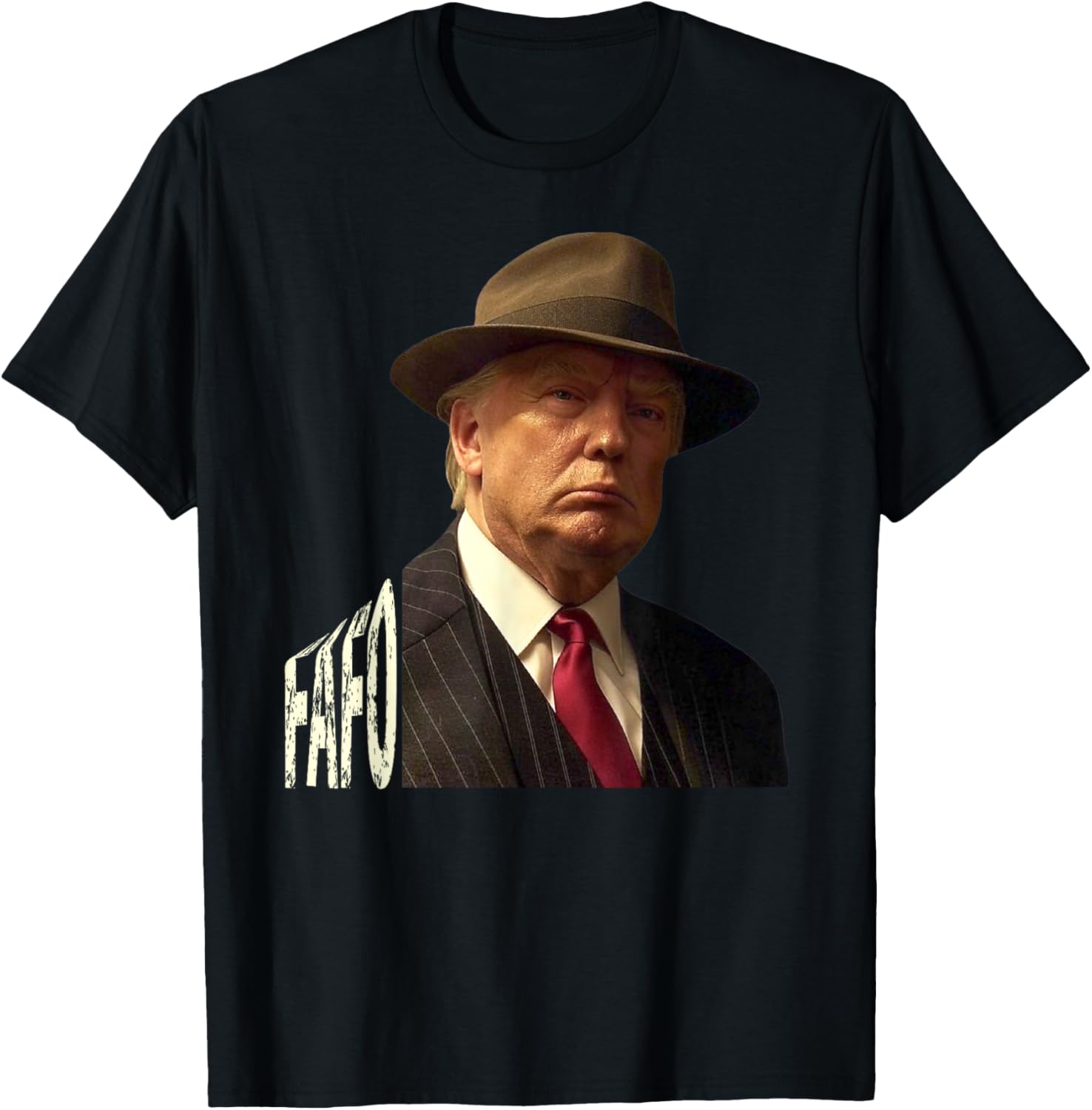 Humorous Trump Fafo Design Unisex Black Crew Neck T-Shirt for Adults - 4