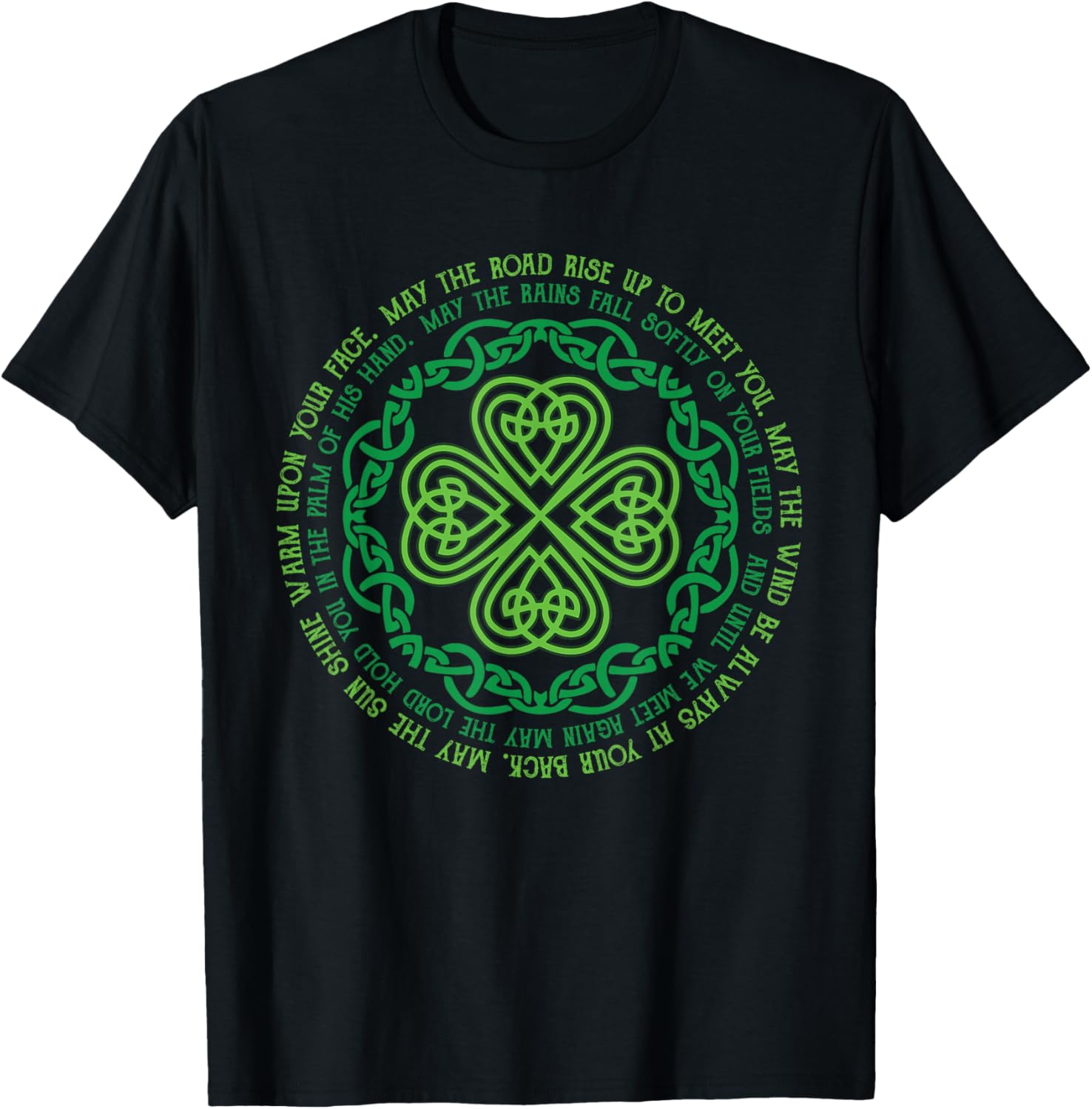 Irish Blessing T-Shirt with Celtic Knot and 4-Leaf Clover Design - 10