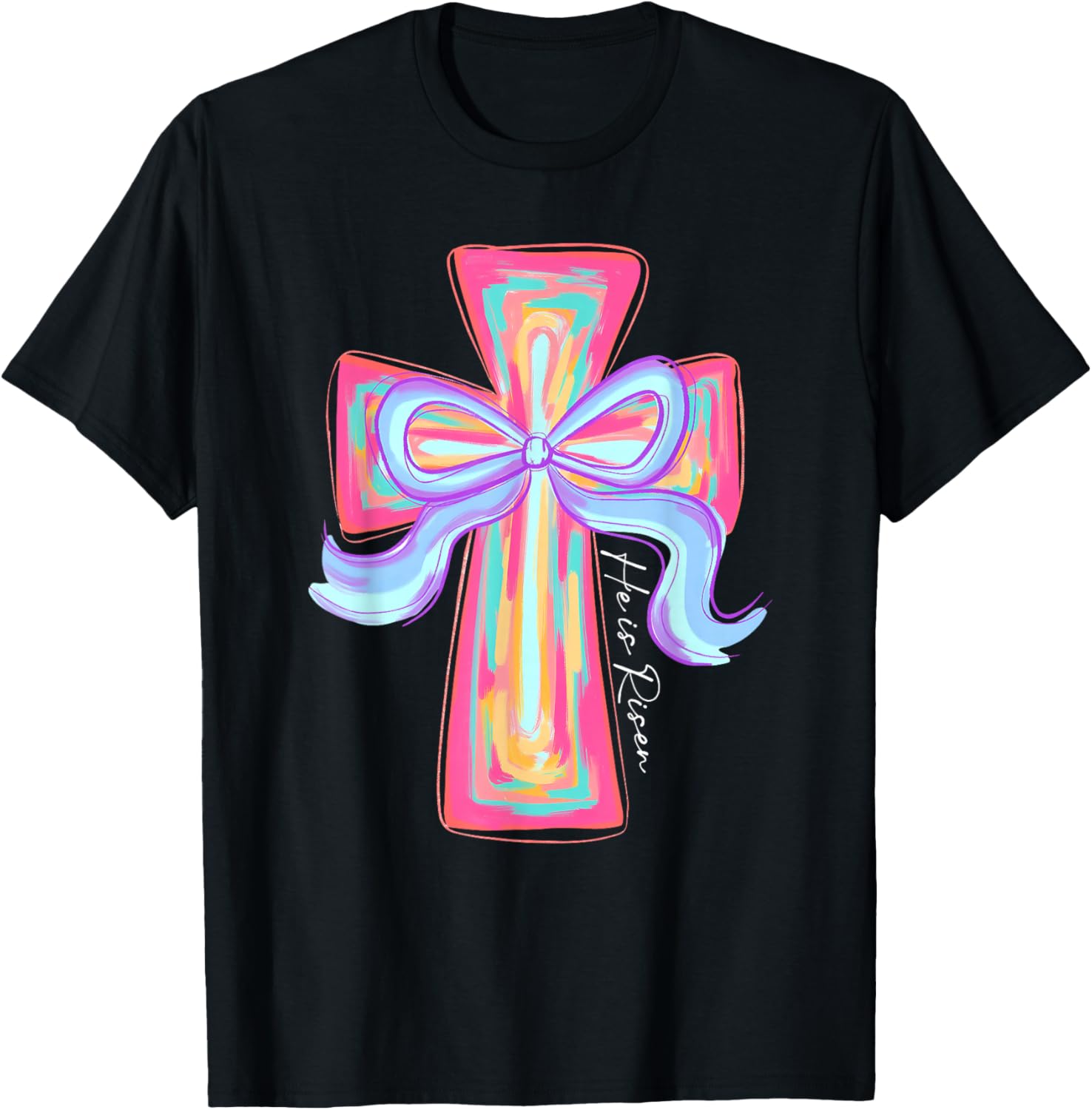 He is Risen Jesus Easter T-Shirt with Coquette Bow for Celebration - 11