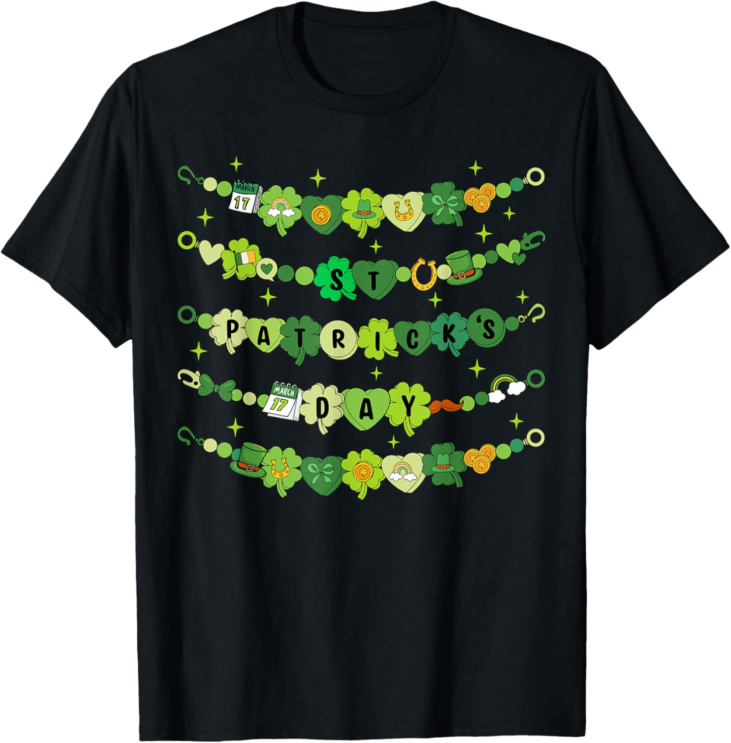 Happy St Patricks Day Friendship Bracelet T-Shirt for Girls - 7