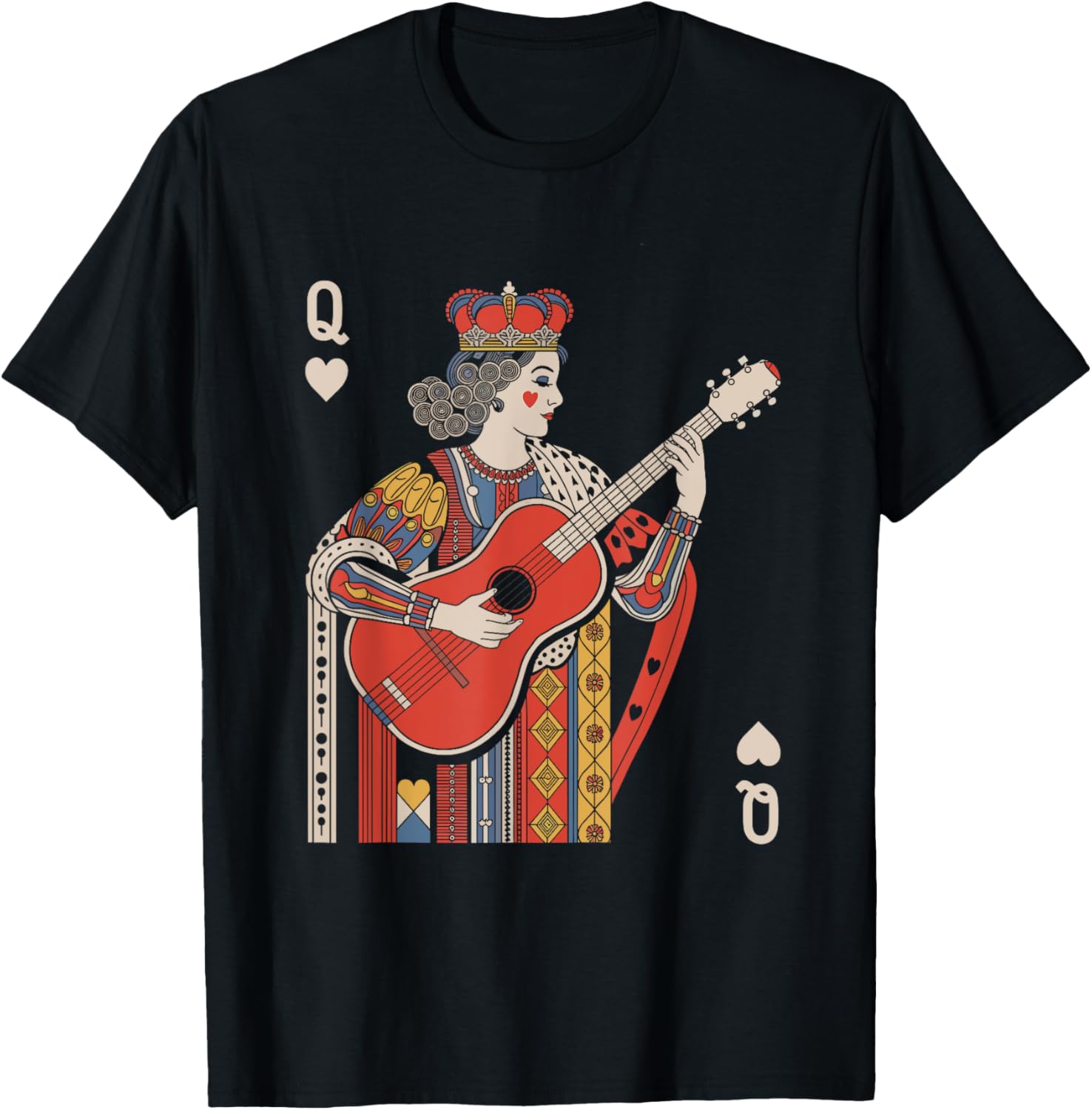Queen of Playing Guitar Vintage Card T-Shirt for Music Lovers - 2