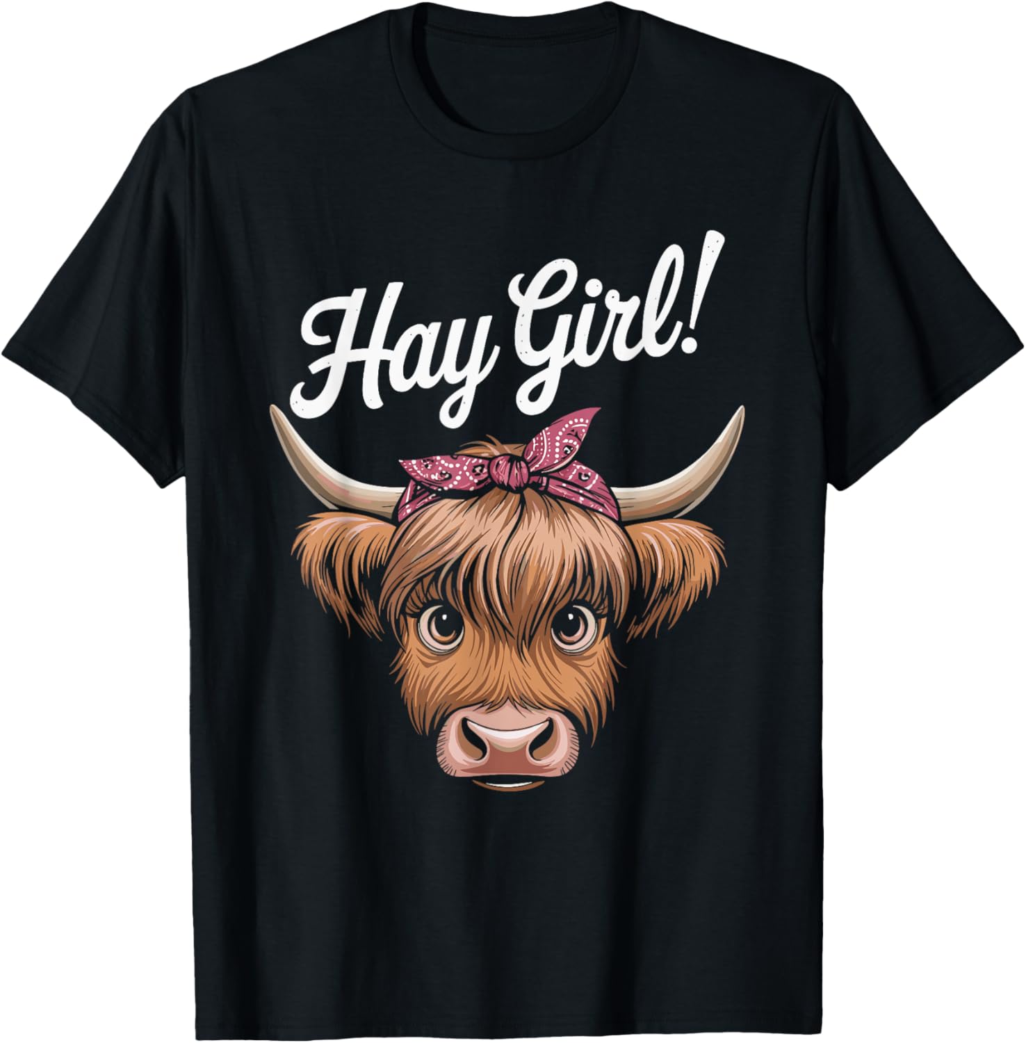 Funny Highland Cow Hay Girl T-Shirt for Farmers - Cute Farm Apparel - 1