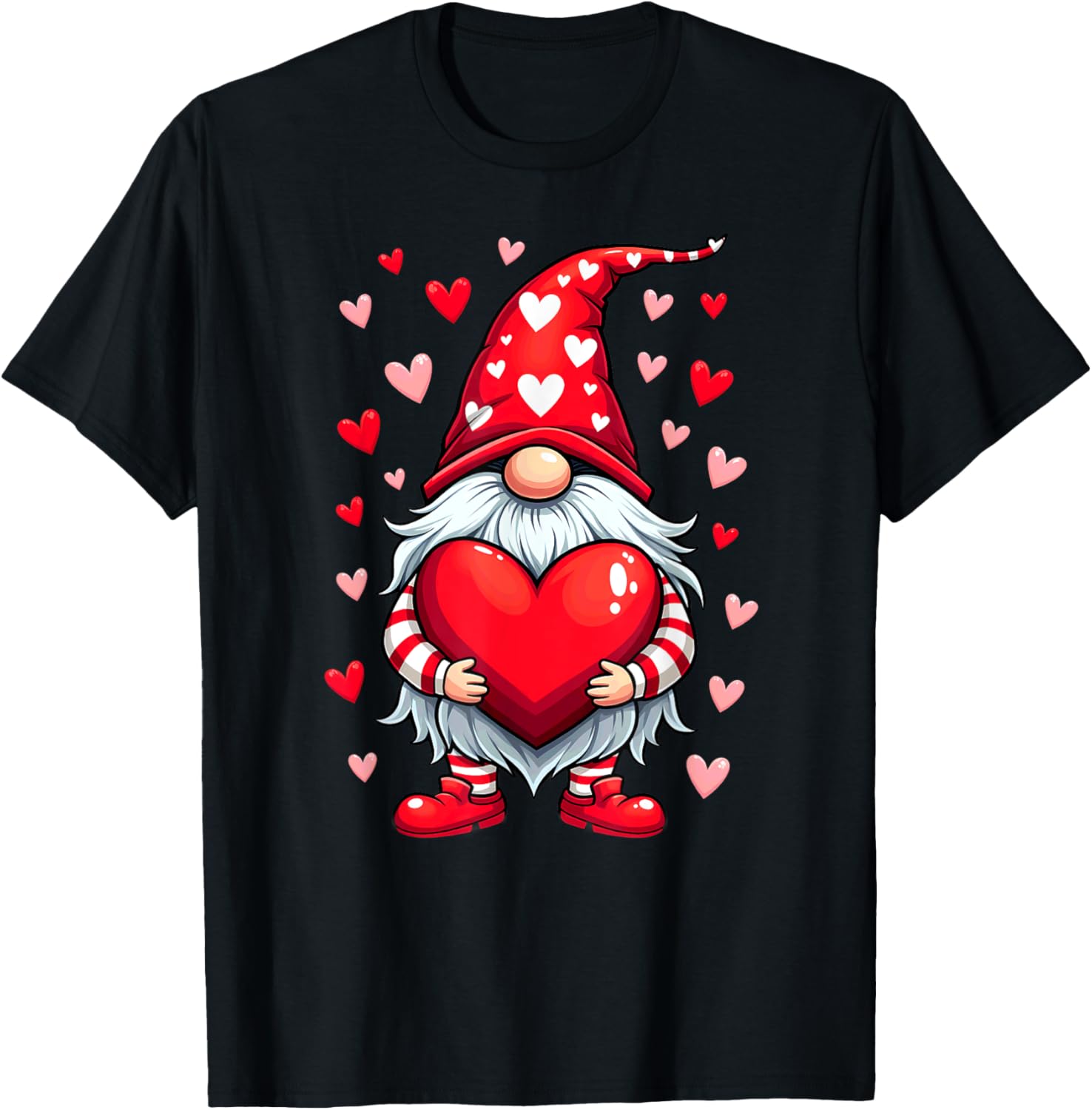 Adorable Valentine's Day Gnome T-Shirt with Red Heart Design - 15