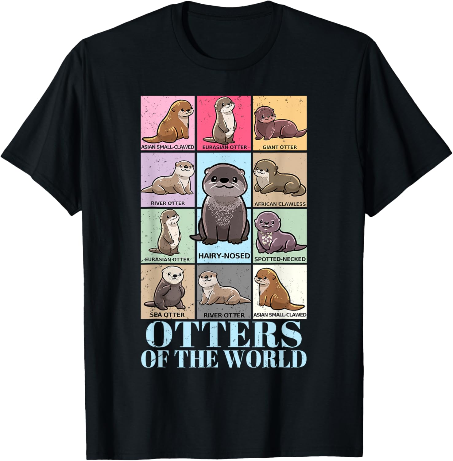 Otters of the World Vintage Sea Otter T-Shirt for Kids and Adults - 12