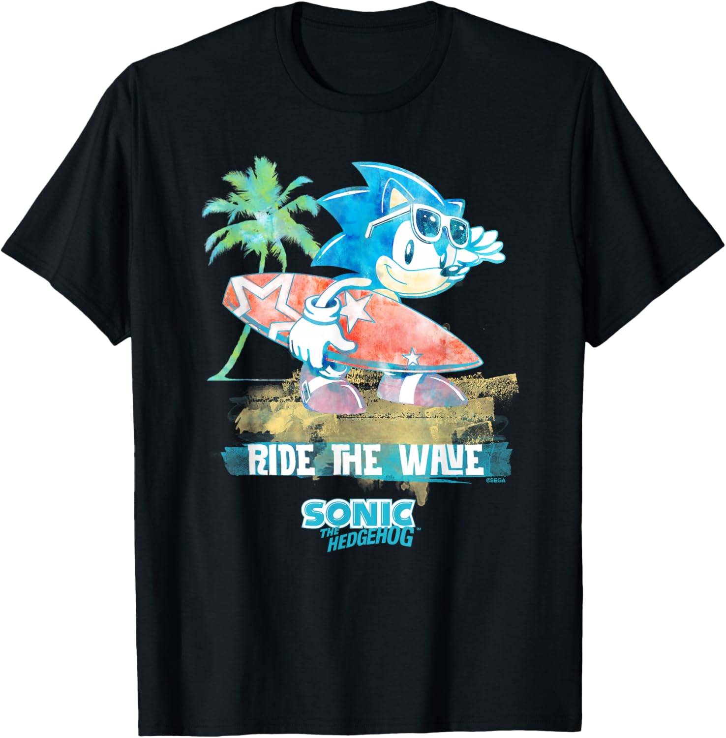 Sonic the Hedgehog Ride the Wave T-Shirt for Gaming Fans and Collectors - 1