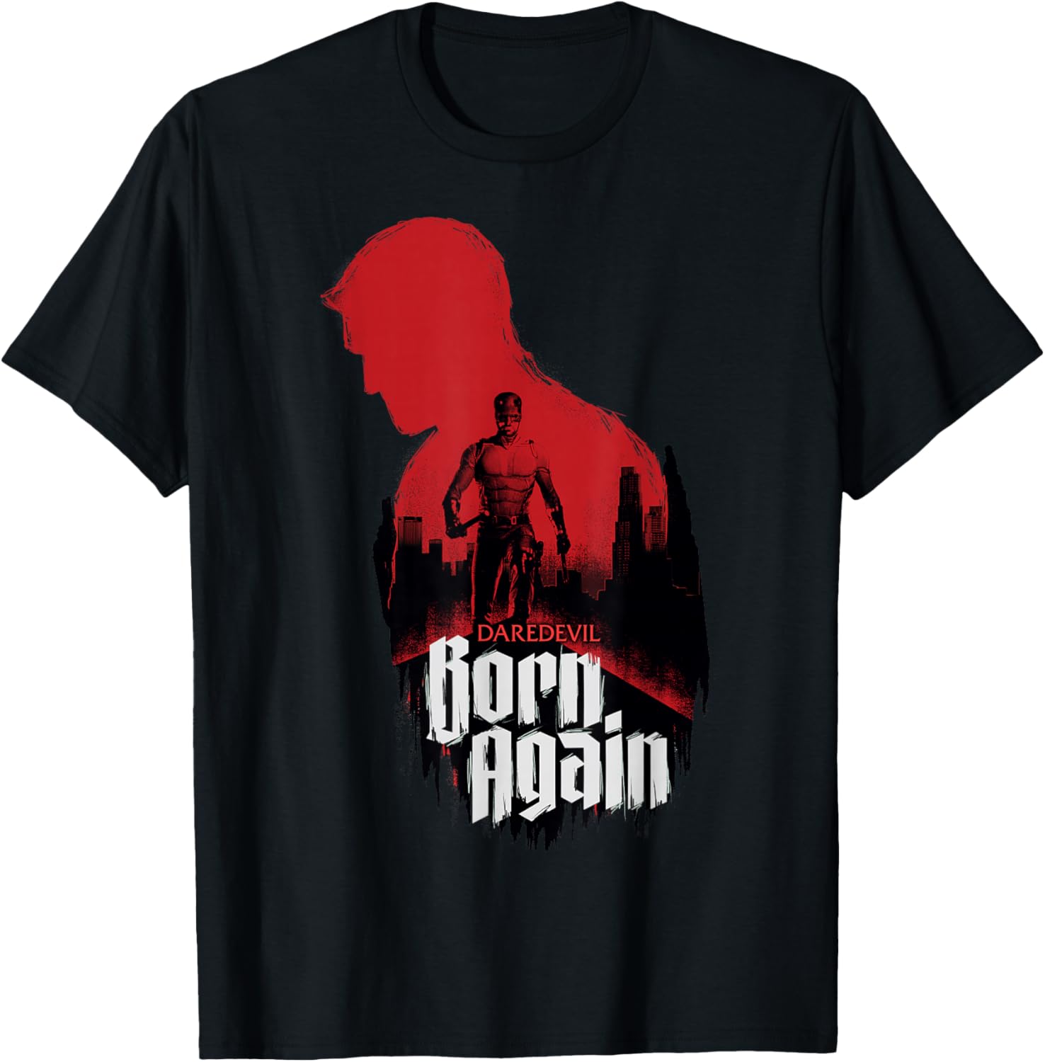 Marvel Daredevil Born Again Red Silhouette City T-Shirt for Fans - 1