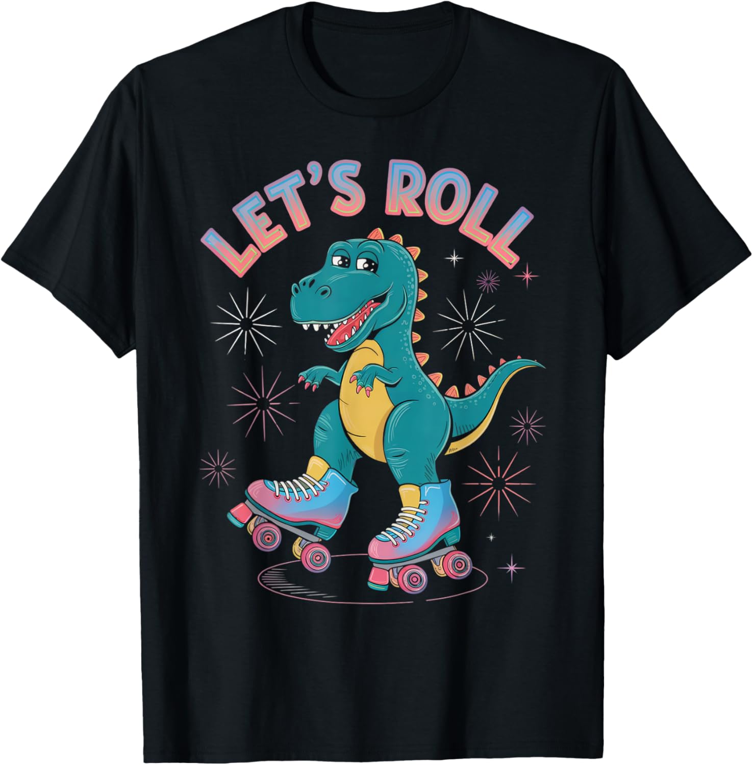 Dinosaur Roller Skates Women's T-Shirt Perfect for Roller Skating Parties - 9