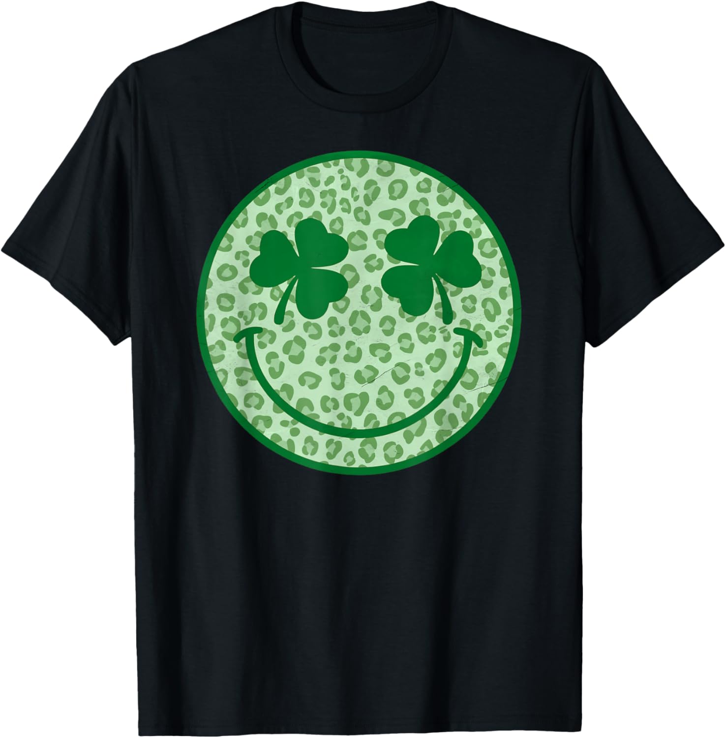 Smile Happy St Patricks Day Retro Shamrock Leopard T-Shirt for Fun Style - 6