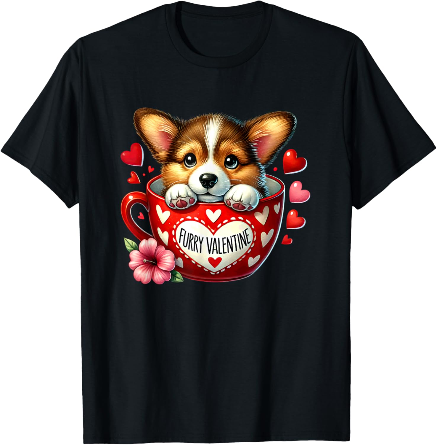 Furry Valentine Corgi Puppy Love T-Shirt for Dog Lovers and Friends - 21