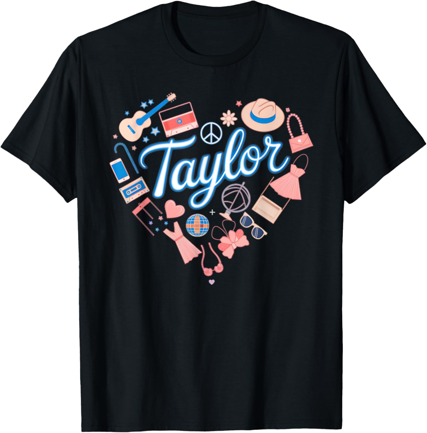 Personalized Girl Retro Heart T-Shirt with Taylor Name for Stylish Kids - 6
