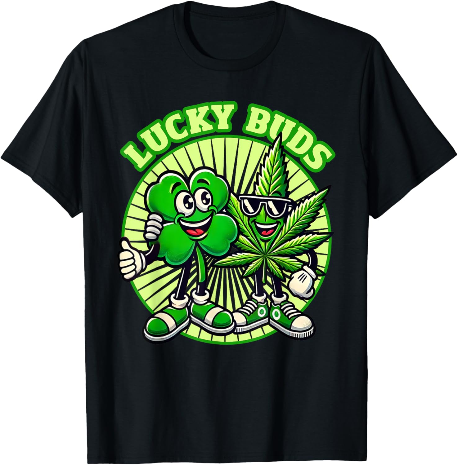 Lucky Buds St. Patrick's Day Retro Clover Weed T-Shirt for High Spirits - 15