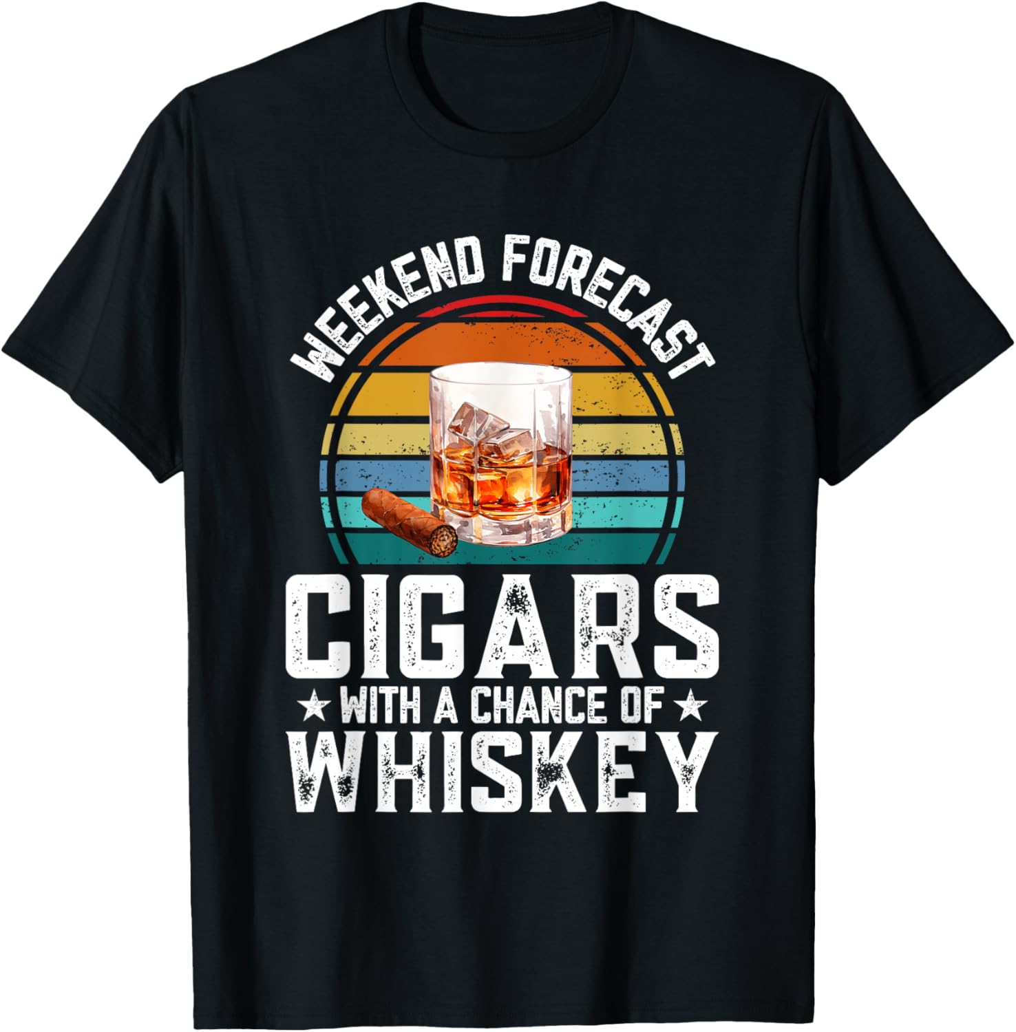 Bourbon Weekend Forecast Cigars T-Shirt with Whiskey Vibes for Relaxation - 11