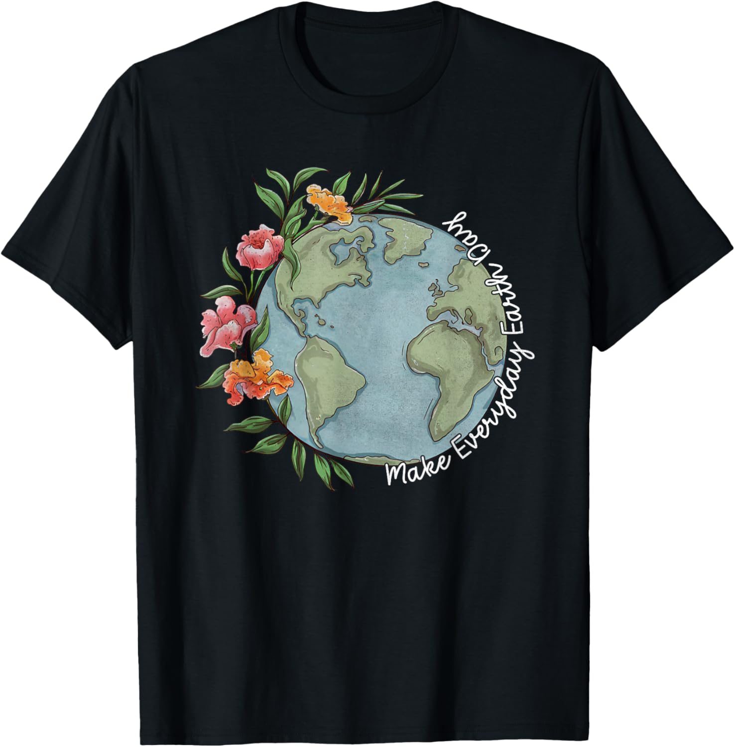 Beautiful Floral Planet T-Shirt for Everyday Earth Day Celebration - 11