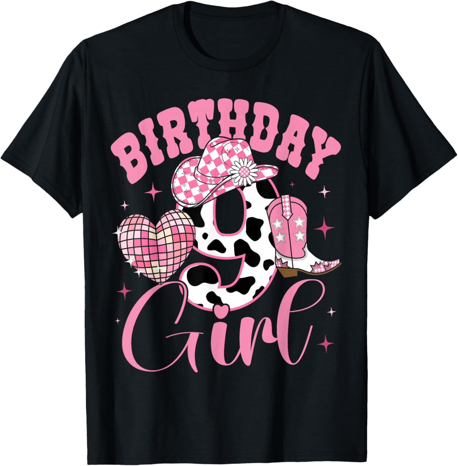 Happy 9th Birthday Cowgirl Tee Stylish Rodeo Outfit for Girls - 4