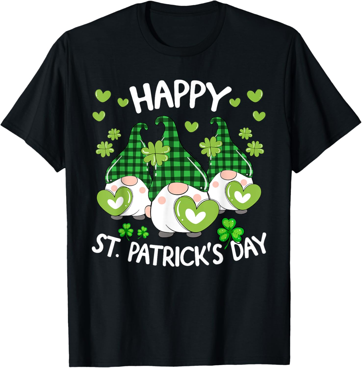Happy St Patricks Day Gnome Shamrock T-Shirt for Women and Kids - 24