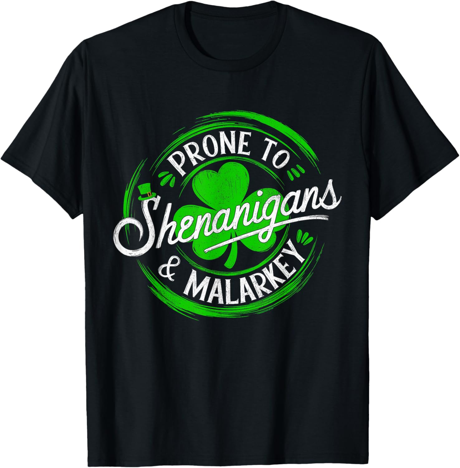 Prone to Shenanigans St Patrick's Day Shamrock T-Shirt for Fun Celebrations - 21