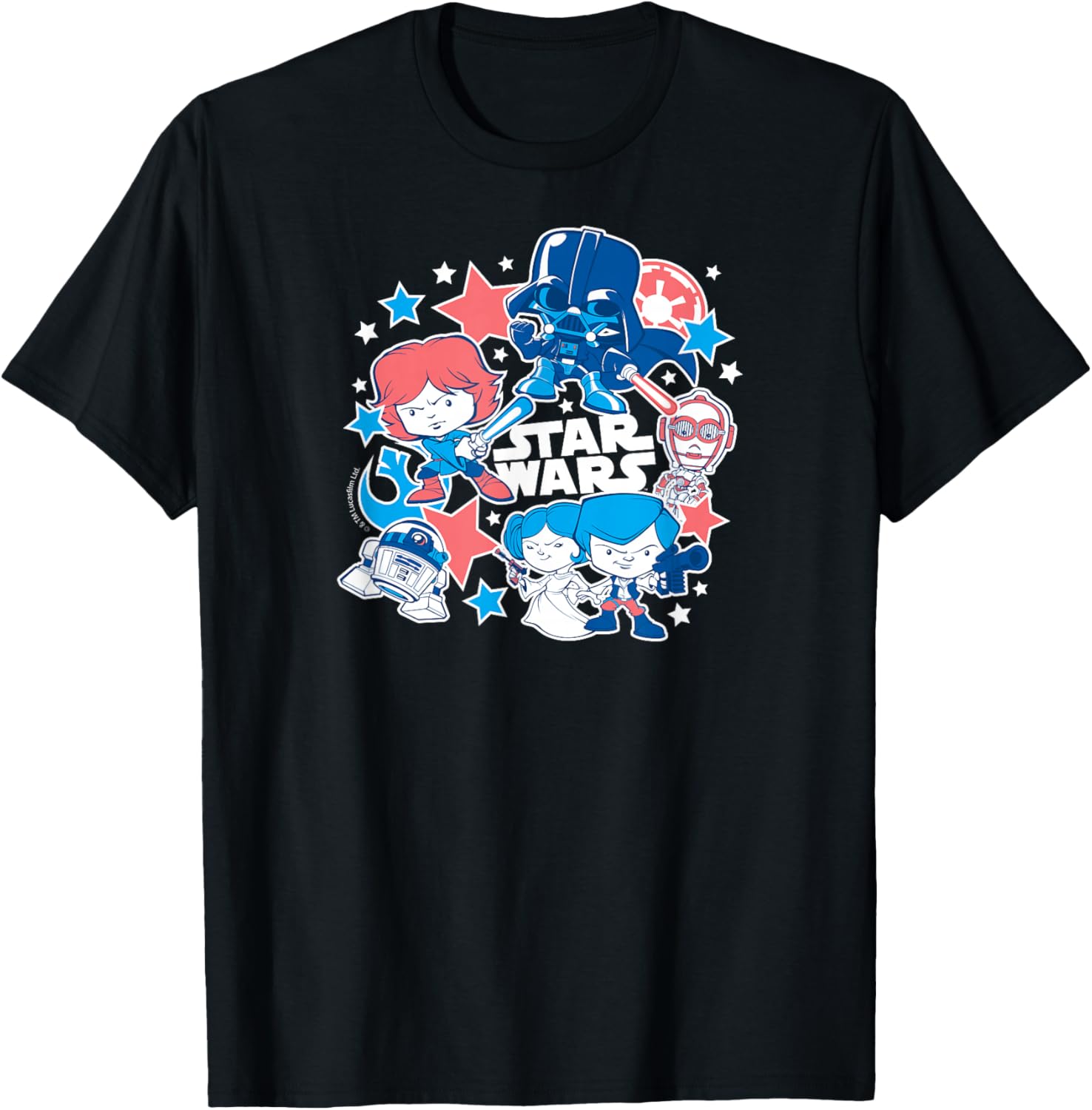 Star Wars Americana Stickers T-Shirt for Fans of Iconic Sci-Fi Style - 1