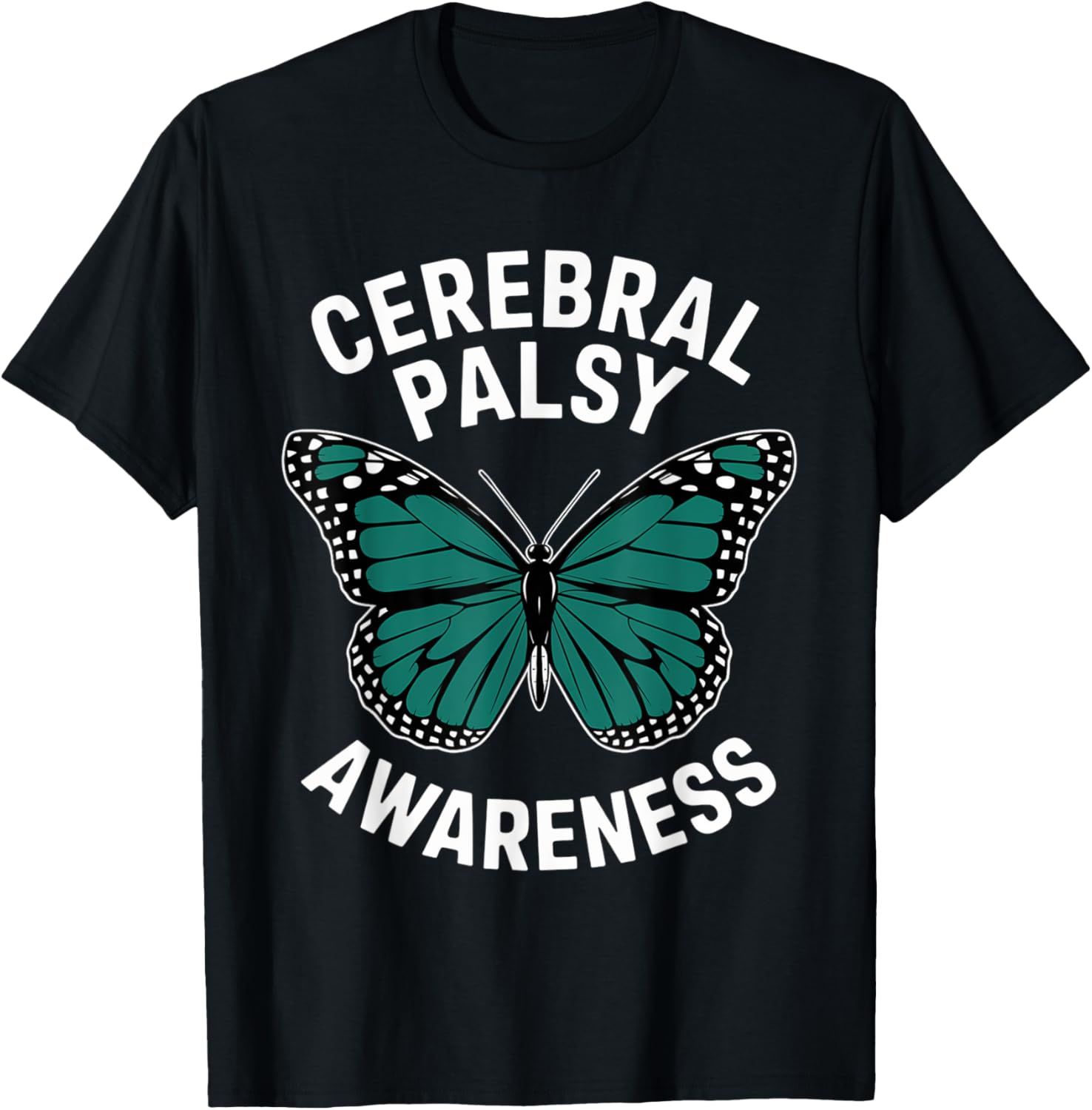 Butterfly Cerebral Palsy Awareness Green Ribbon T-Shirt for Support - 1