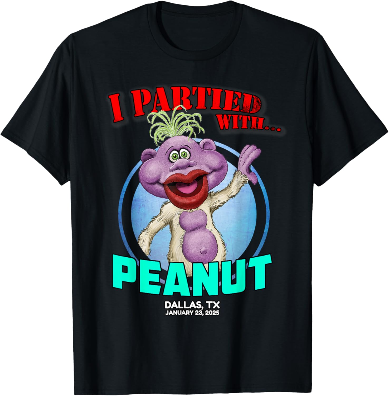 Jeff Dunham Peanut Classic Fit Black T-Shirt for Adults - Dallas 2025 - 7