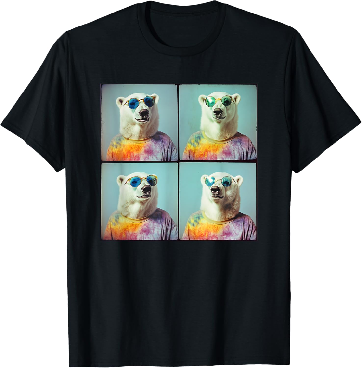 Colorful Tie Dye Polar Bear T-Shirt for Unique Hippie Style Fun - 21