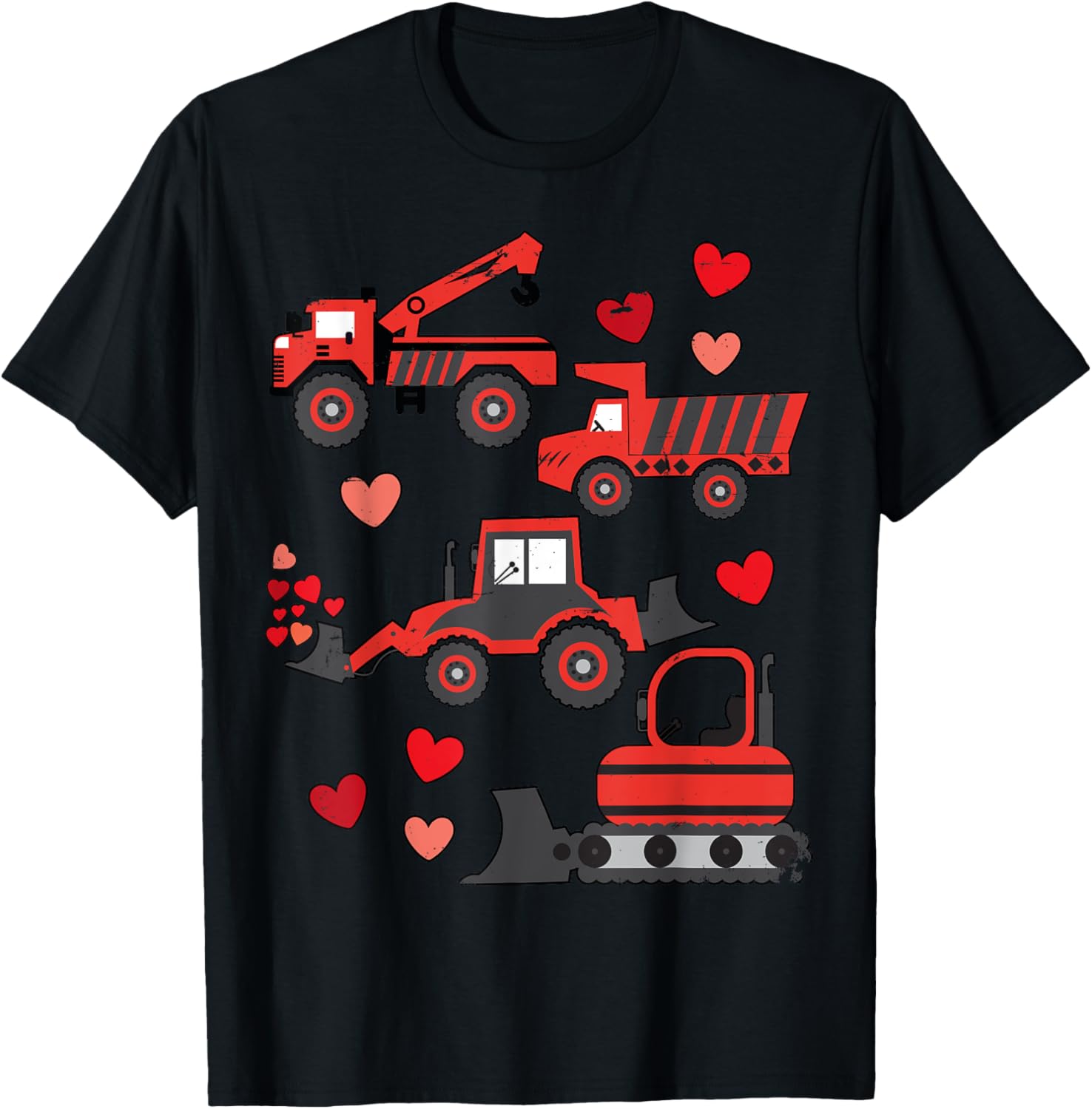 Funny Valentines Day Construction Trucks T-Shirt for Kids and Adults - 5